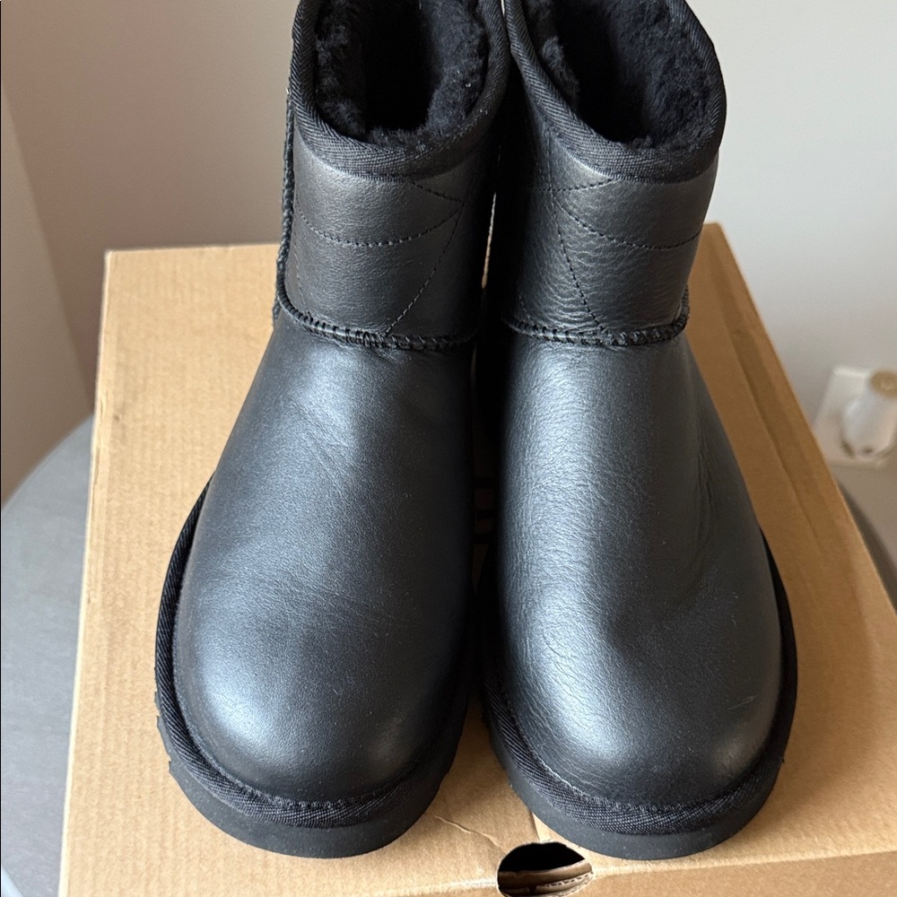 Black Leather Ankle Boots